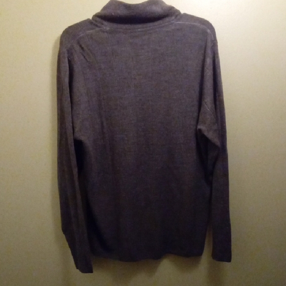 Mens L Oscar de la Renta Charcoal Zip-Up Sweater Lightweight Turtleneck Ribbed - Picture 3 of 3